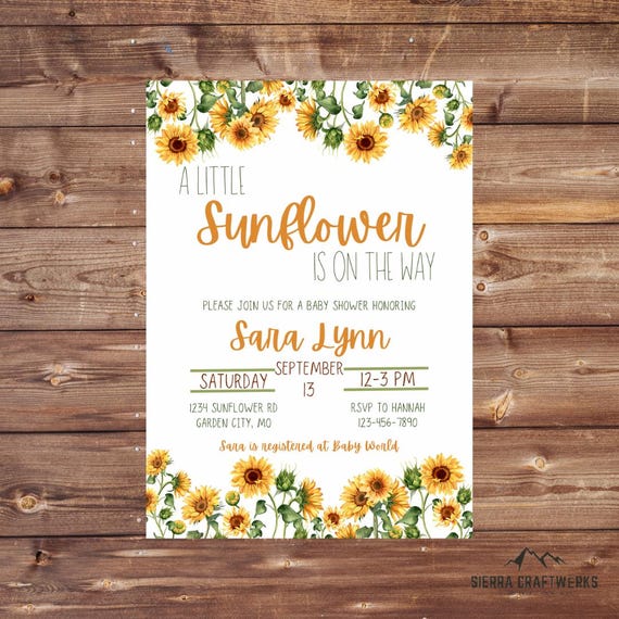 Sunflower Baby Shower Invitation