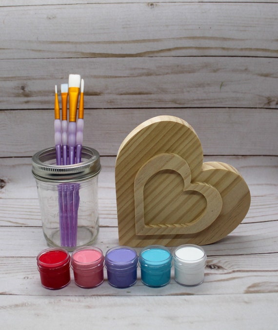 Wooden Double Heart Paint Kit