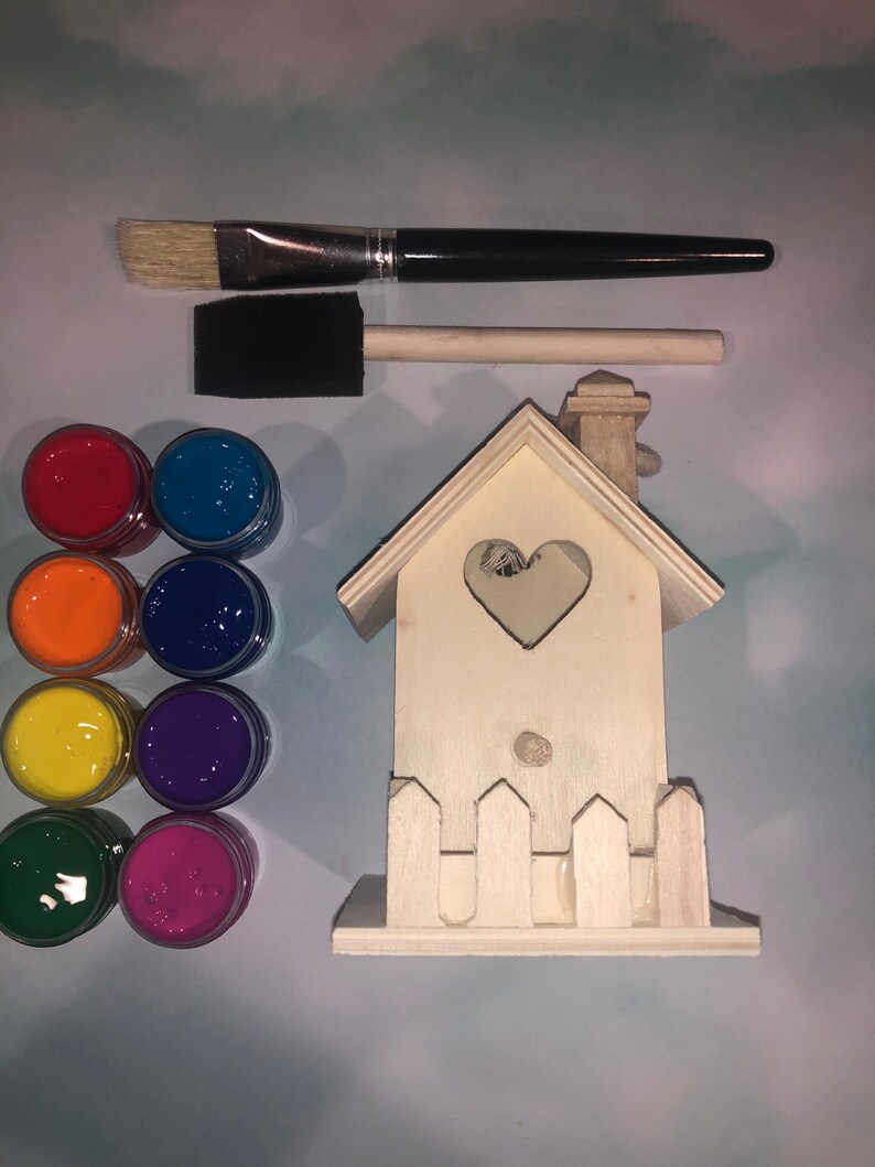 Paint Your Own Mini Birdhouse Kit Etsy