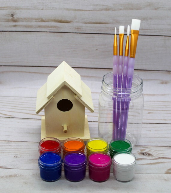 Mini Double Roof Birdhouse Paint Kit (Personalized)