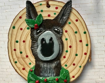 Donkey ornament, farm animal ornament, Christmas ornament, pet ornament
