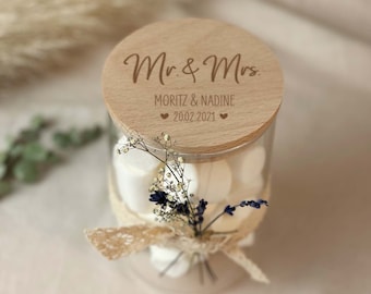 Gepersonaliseerde huwelijkscadeau, opslagpot gravure gepersonaliseerd, huwelijkscadeau, gastcadeau, geldcadeau, bruidscadeau
