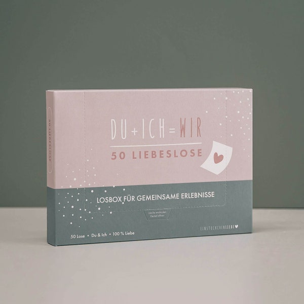 Losbox für Paare mit 50 Losen für gemeinsame Erlebnisse Abenteuer Liebe Liebesbeziehung Geschenk zum Valentinstag, Hochzeitstag, Hochzeit