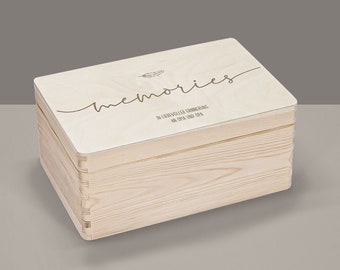 Personalisierte Erinnerungskiste Holz Holzkiste Holzbox mit Namen Aufbewahrung Erinnerungen Geschenk zur Hochzeit Hochzeitsgeschenk Memories