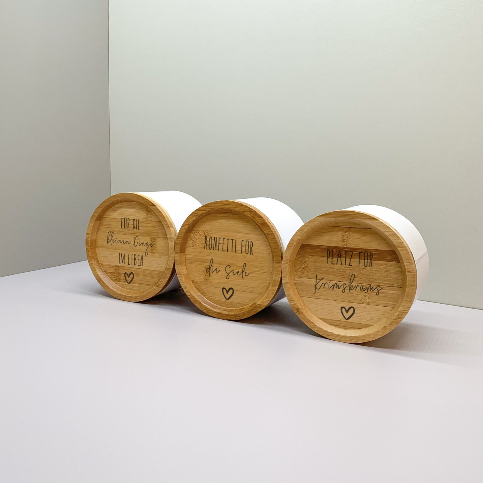 Cajas de almacenamiento conjunto de tapa de bambú de metal y | Etsy