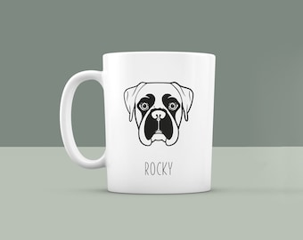 Personalisierte Keramiktasse mit Hundemotiv und Namen Tasse Kaffeetasse individualisiert mit Boxer Motiv Geschenk Geburtstag Weihnachten