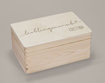 Personalisierte Erinnerungskiste Holz Holzkiste Holzbox Name Aufbewahrung Erinnerungen Geschenk zum Valentinstag, Geburtstag Lieblingsmensch