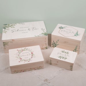 Hochzeitsgeschenk, Geschenke zur Hochzeit, Personalisierte Erinnerungskiste zur Aufbewahrung von Erinnerungen mit Name + Datum, Brautpaar
