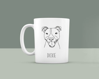 Personalized ceramic cup with dog motif and name cup coffee cup individualized with pit bull motif gift birthday Christmas