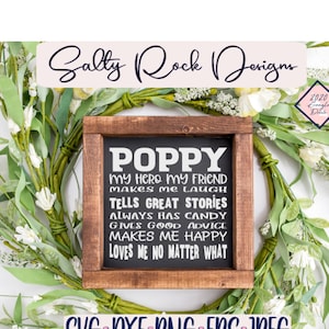 Poppy Svg, SVG Cut Files, Grandfather Svg, grandfather stencil Svg, grandpa Svg, grampie Svg, grandparents svg, grandad Svg,poppy decal