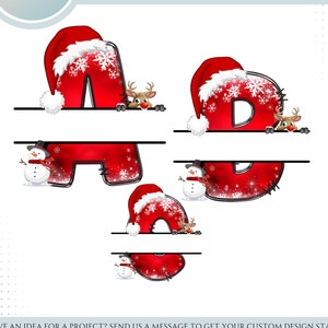 Split Weihnachten Monogramm, Weihnachten Doodle Alphabet Set, Weihnachten Sublimationsbuchstaben, Weihnachten Monogramm PNG, Split Monogramm Weihnachten