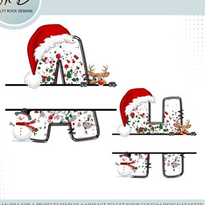 Split Weihnachten Monogramm, Weihnachten Doodle Alphabet Set, Weihnachten Sublimationsbuchstaben, Weihnachten Monogramm PNG, Split Monogramm Weihnachten