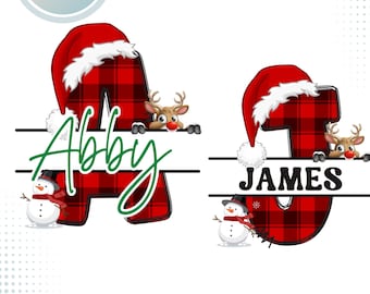 Geteiltes Weihnachtsmonogramm, Weihnachtsgekritzel-Alphabet-Set, Weihnachtssublimationsbuchstaben, Weihnachtsmonogramm PNG, Geteiltes Monogramm Weihnachten