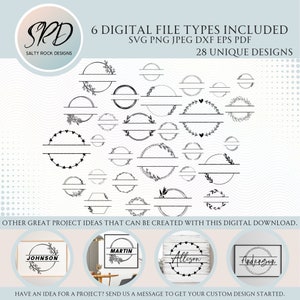 Split Wreath SVG, svg de couronne, 28 designs uniques, créer des cadeaux personnalisés, svg de couronne fendue numérique, Laurel Wreath Frame Svg