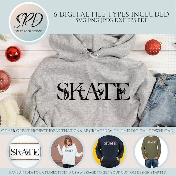 SKATE Svg, Skating files, Figure Skating cut files, figure skater gift, Skating gift, gift for skater, skater hoodie, gift for figure skater