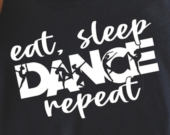 Mangez dormir danse répéter svg, svg de danse, danse maman svg, svg équipe de danse, svg silhouette de danse, ballet svg, danse imprimable, fichier de coupe de danse