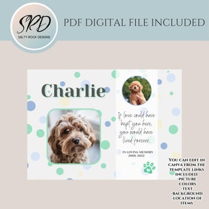 Pet Memorial Printable, Editable Pet Memorial File, Editable Pet ...