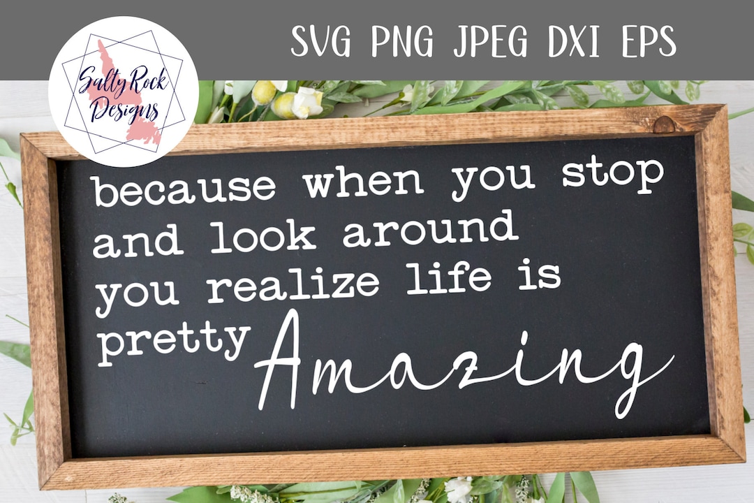 Life is Amazing SVG, Because When You Stop and Look Around Svg, Life is