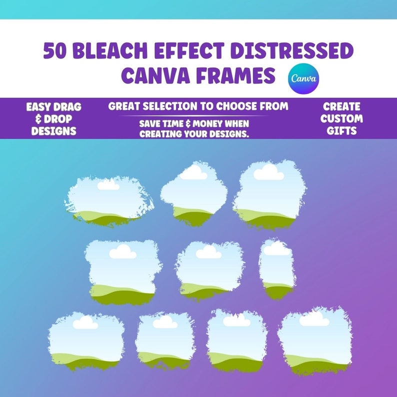 Bleach Effect Distressed Edge Canva Frames Fill Your Own Design in ...