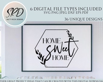 Home Sweet Home SVG bundle, 36 unique designs, welcome sign svg, home svg files, porch sign svg, home sweet home png, door hanger svg
