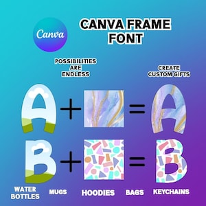 Fill your own Letter Frames on CANVA. Drag and Drop Alphabet, Editable Canva Frame Designs, Create unique gifts with personalized letters.