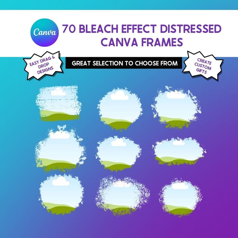 Bleach Effect Distressed Edge Canva Frames. 70 Frames. Fill Your Own ...