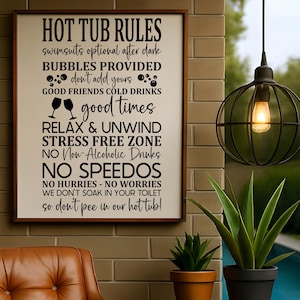 Hot Tub Rules Svg, Hot tub sign svg, hot tub digital download, spa sign svg, funny hot tub decor, funny hot tub svg, hot tub rules sign
