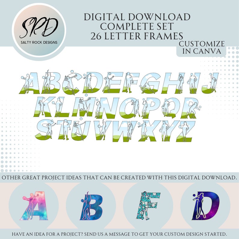 Testing Letter Frame Canva Letter Frames, Volleyball Monogram Canva Frame, Fillable Letters ...