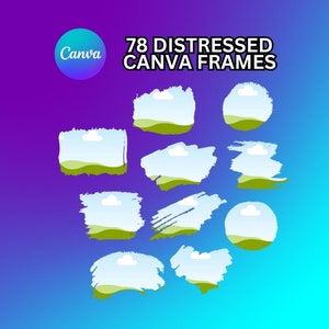 Bleach effect distressed Edge Canva Frames Bundle - Drag & Drop Photo - 78 Editable Template Background - Photo Collage Sublimation Design
