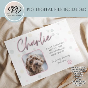 Pet memorial printable, Editable pet memorial file, Editable Pet Memorial, Pet loss download, Digital Pet Memorial, Pet Loss, Pet Printable