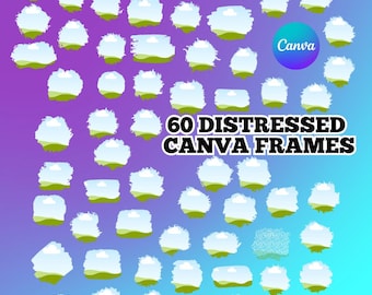 Bleach Effect Distressed Edge Canva-frames. 60 kaders. Vul je eigen ontwerp in Canva. Bewerkbare drag-and-drop-frames. Creëer uw eigen ontwerpen