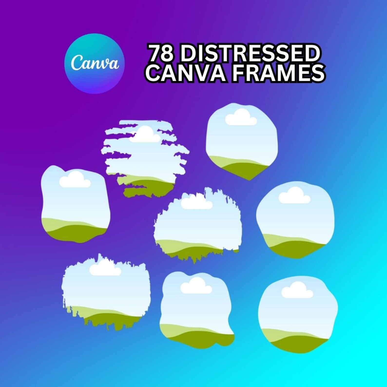 Bleach Effect Distressed Edge Canva Frames. 78 Frames. Fill Your Own ...