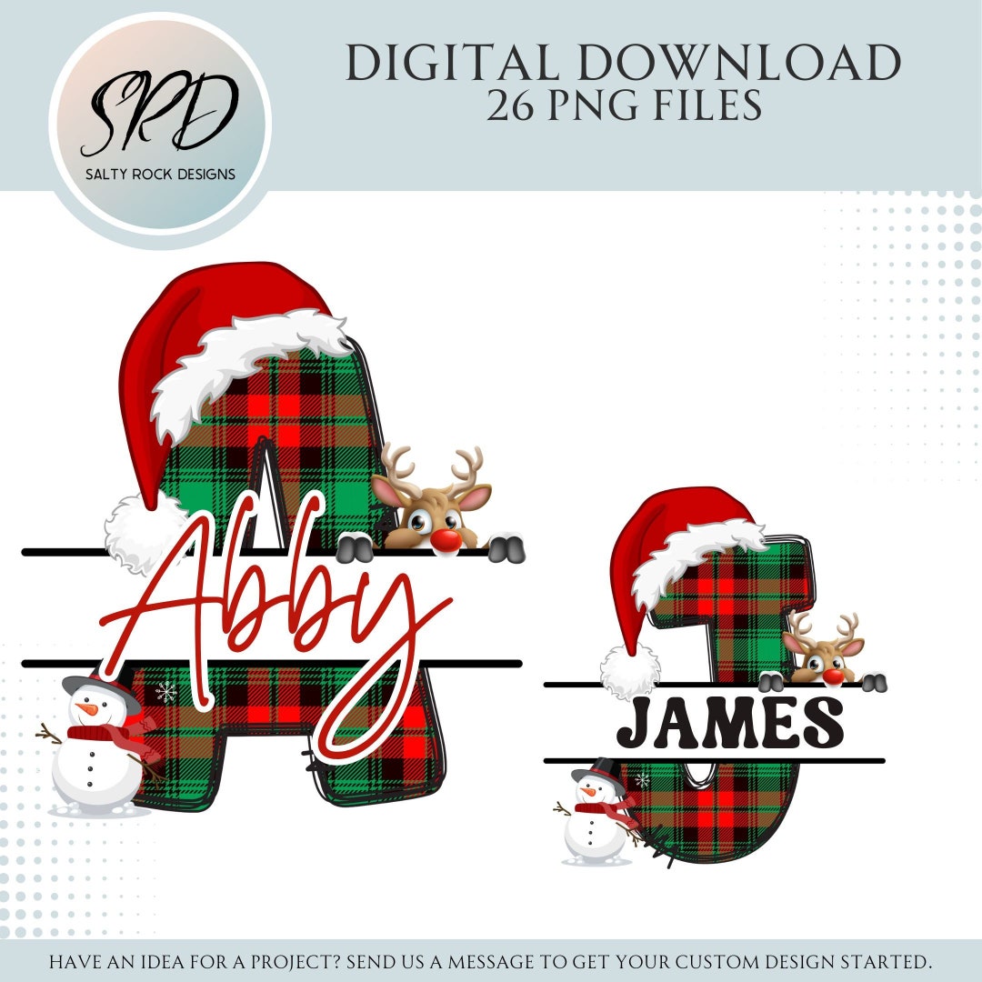 Winter Split Monogram Split Christmas Monogram, Christmas Doodle Alphabet Set, Christmas ...