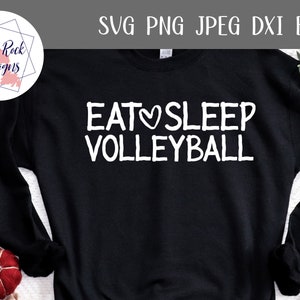 Puede incluir: Sudadera negra con texto blanco que dice "Eat ♥ Sleep Volleyball".