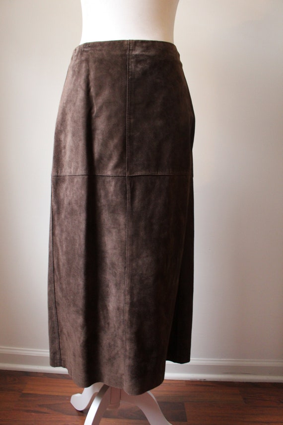 Vintage suede midi skirt
