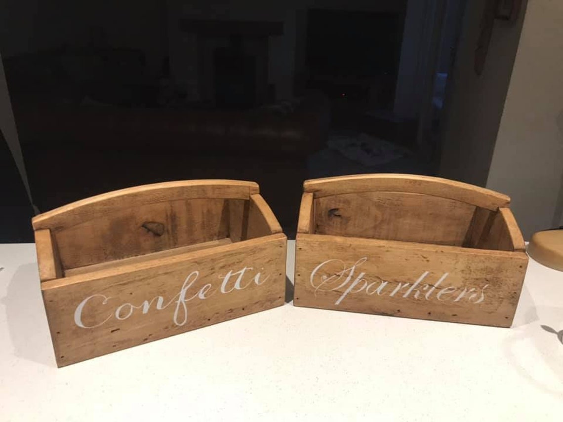 Wedding confetti box Rustic handmade from 100 recycled wood Etsy