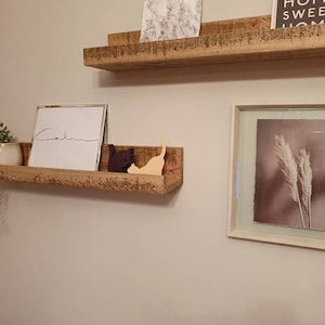 Picture ledge floating shelf solid wooden rack handmade bespoke from 100% recycled pallet wood 7cm deep (without Fixings)