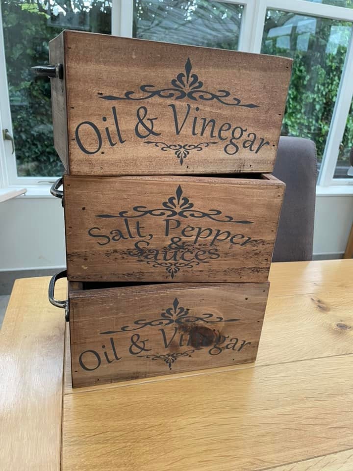 Rustic Wooden Oil & Vinegar / Condiments Caddy Kitchen Etsy UK