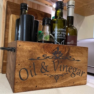 Rustic wooden Oil & Vinegar / Condiments Caddy, kitchen storage box, Rustic Wooden Tray.  Handmade bespoke from 100% reclaimed wood