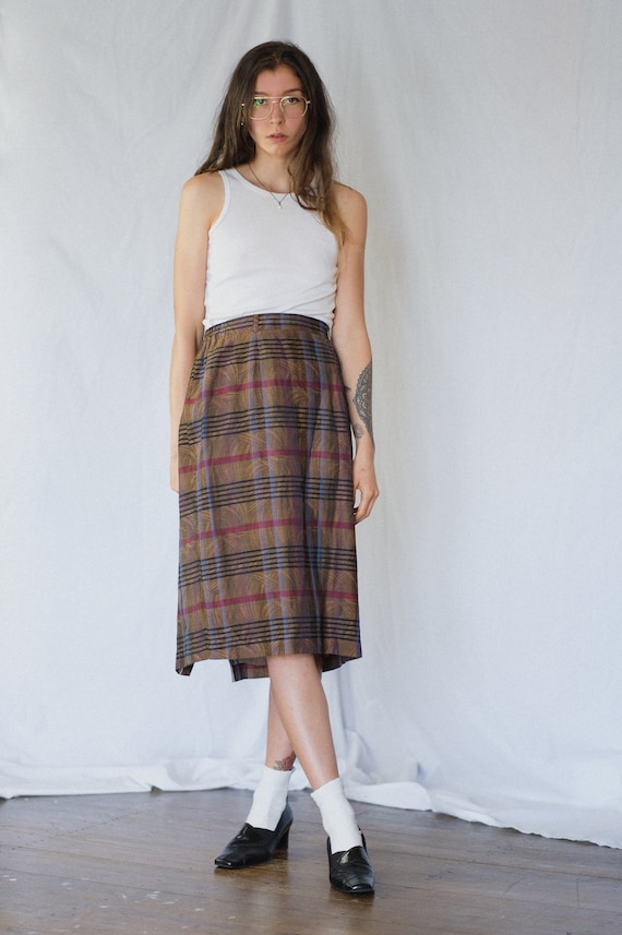 plaid midi skirt set