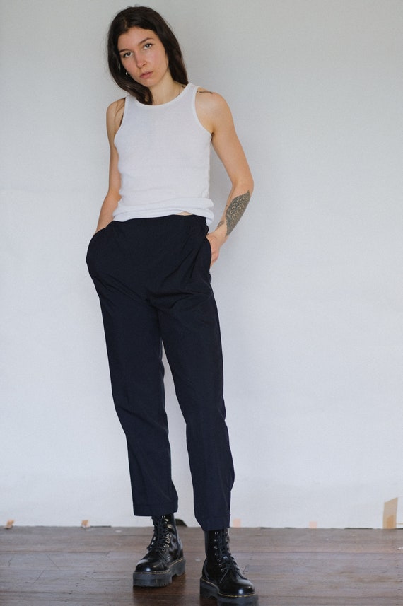 Vintage 90s black high waisted trouser | cropped p