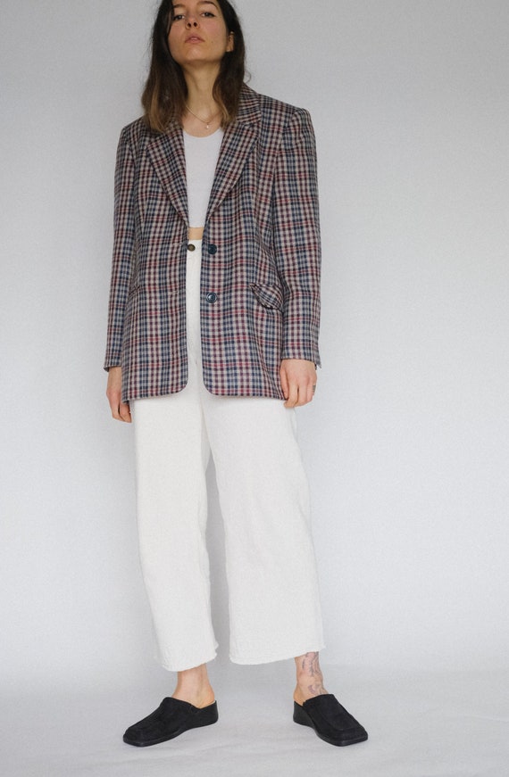 Vintage oversized plaid 90s woollen blazer | two p