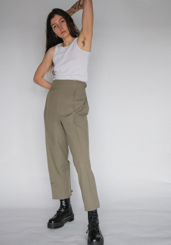 Vintage sage green straight line trousers | Cigare