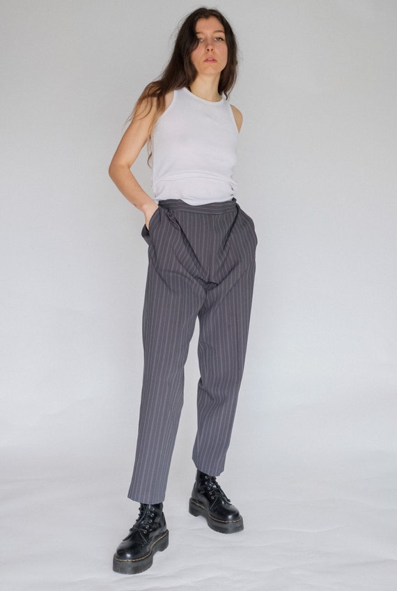 Vintage 90s grey pinstripe high waisted trouser |