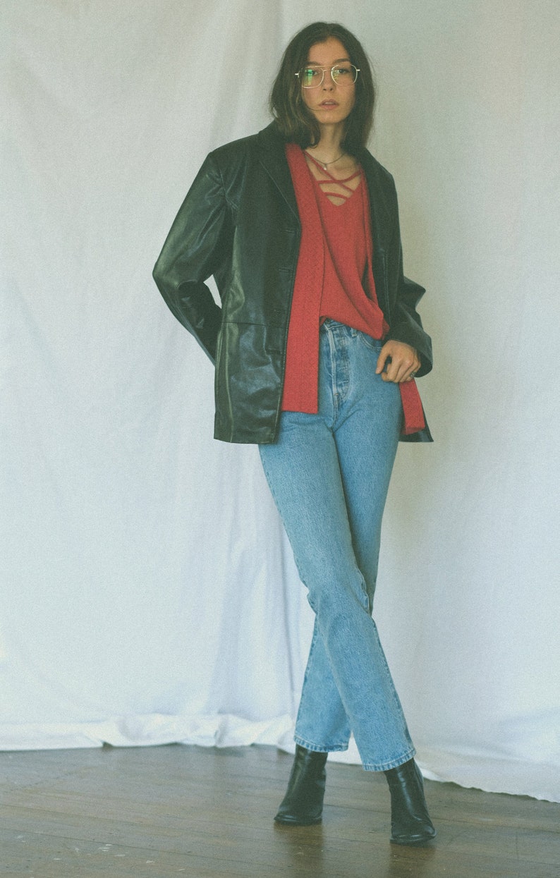 Two piece suit Minimal Vintage red short sleeve overcoat