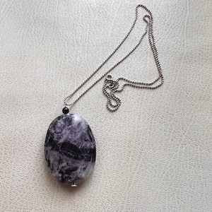 Purple Flower Jade Oval Chesscut Necklace