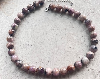 Charoite Bead Necklace - Sterling Silver