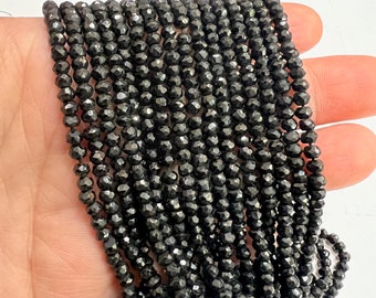 4mm Black Spinel Stone Beads on a String