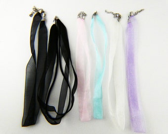 Silk Ribbon Chokers/Necklaces - Sterling Silver Lobster Closure