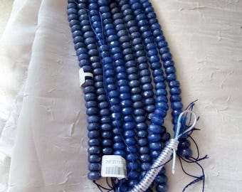 Genuine Jade dyed in dark blue beads Roundel 6x10 mm,  16.75 inches long per strand